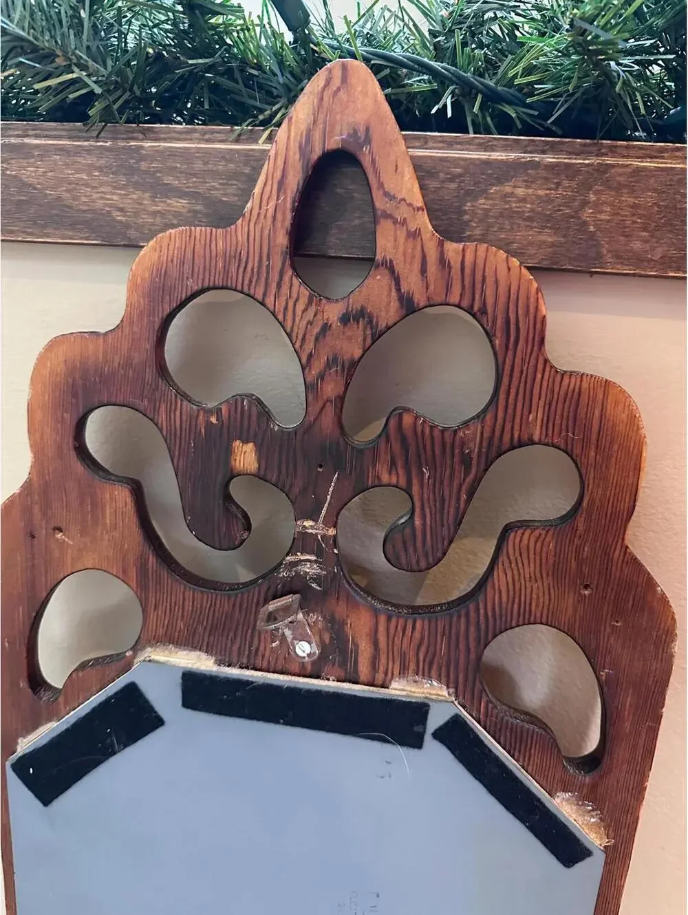 Vintage Carved Wooden Art Nouveau Style Wall Mirror
